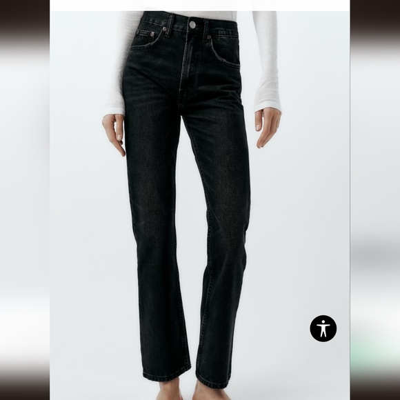 3/30$ Zara *FITS LIKE SIZE 0, labeled as Sz 2* Denim Stove Pipe MidRise LONG - Picture 1 of 4